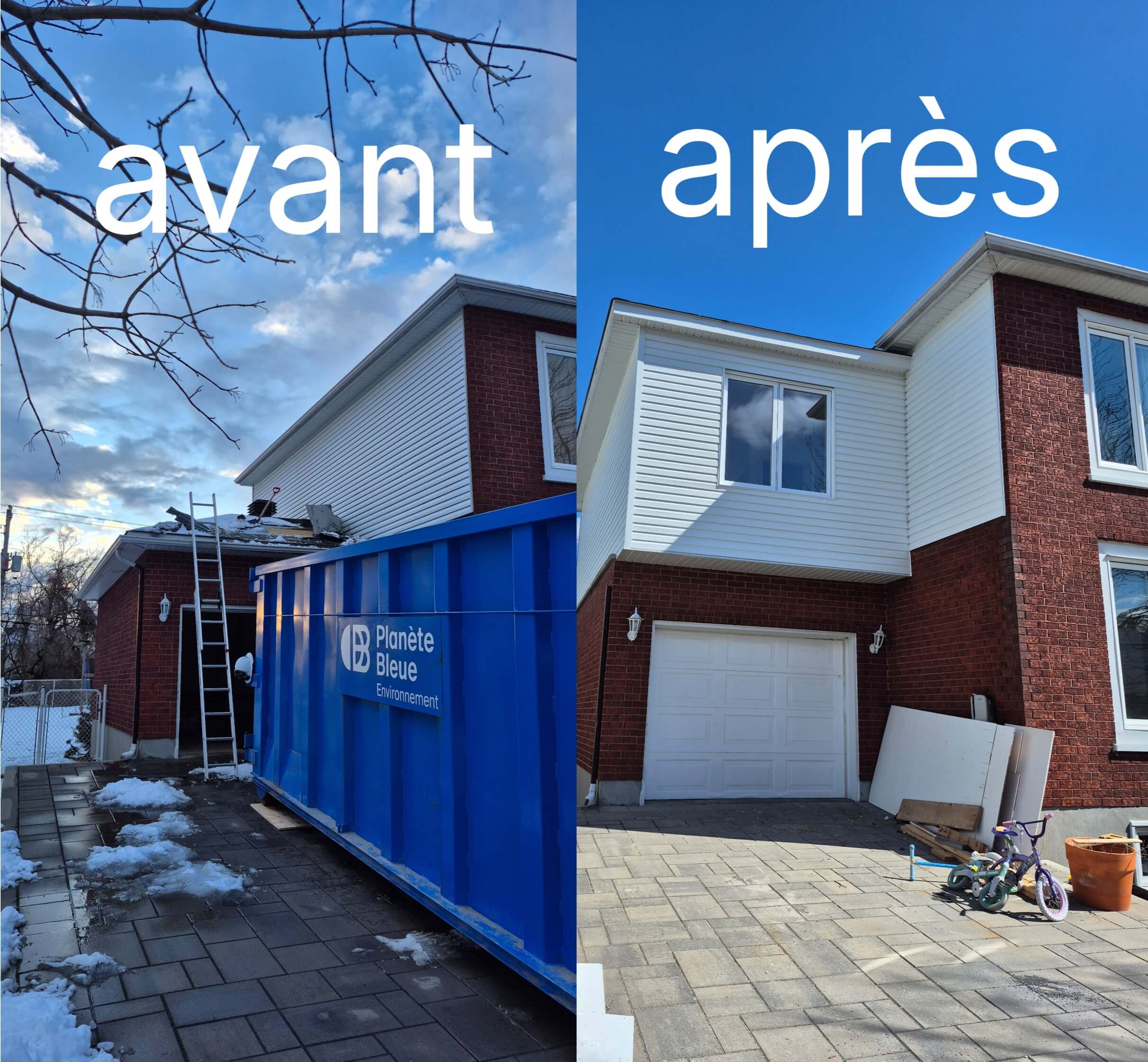 Projet d'agrandissement avant et après